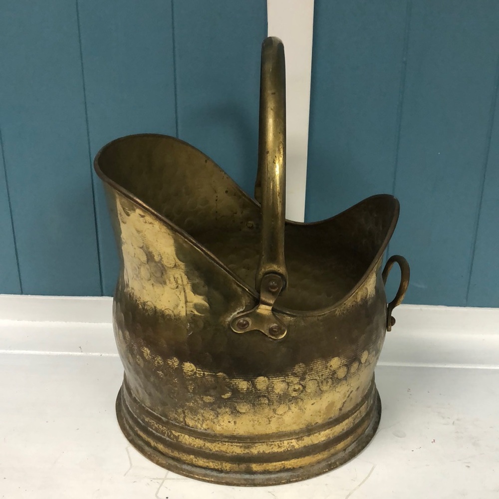 Farmhouse Brass &‎ Copper Antique Dutch Fireplace Coal wood Hod Scuttle vintage